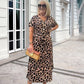 🌸2025 Hot Sale🌸Women's Leopard V-Neck Long Dress with Belt