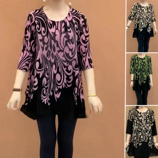 🔥Hot Sale🔥Women's Round Neck Printed Loose Top