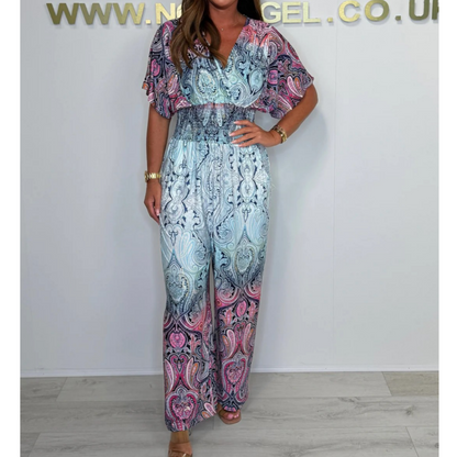 🌷Summer Hot Sale-49% Off🩵Bohemian Print Wide Leg Jumpsuit
