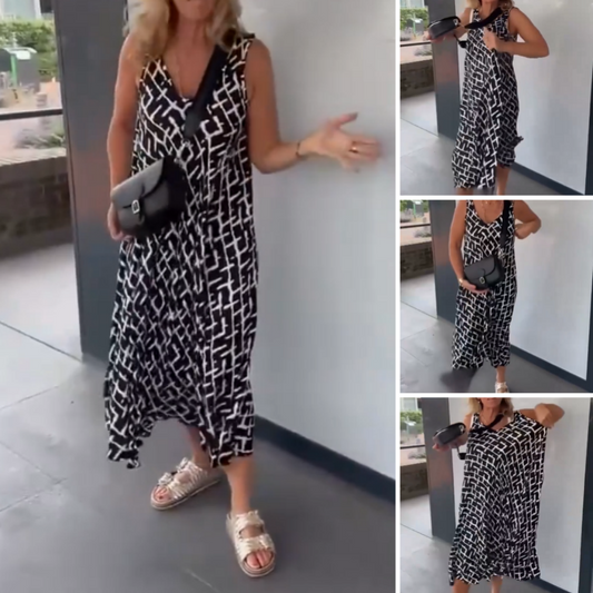 🔥2025 HOT SALE🔥Women's Sleeveless V-Neck Printed Dresses