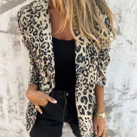 🔥Hot Sale🔥Women's Fashion Leopard Print Blazer