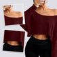 👚🌟️Limited Time 50% OFF🌀 Women's Long Sleeve Oversized Loose Off The Shoulder Crop Tops - Stylish Comfort, Free Spirit, Show Your Unique Charm!