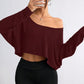 👚🌟️Limited Time 50% OFF🌀 Women's Long Sleeve Oversized Loose Off The Shoulder Crop Tops - Stylish Comfort, Free Spirit, Show Your Unique Charm!