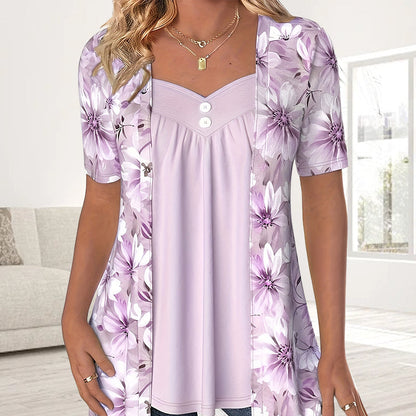 🔥50% OFF🔥Women's Irregular Floral Patchwork Top