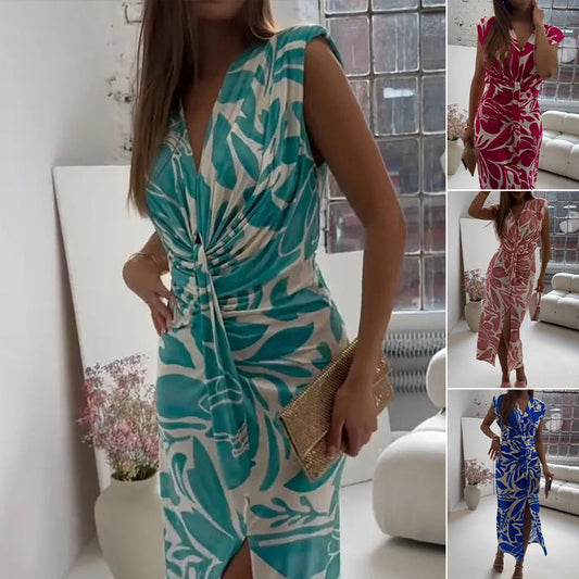 🌺2025 Fashion with you✨Sleeveless Printed Slit Dress