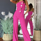 🎉What should I wear tomorrow? 💞Sleeveless Button Embellished Wide Leg Jumpsuit