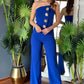 🎉What should I wear tomorrow? 💞Sleeveless Button Embellished Wide Leg Jumpsuit