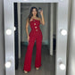 🎉What should I wear tomorrow? 💞Sleeveless Button Embellished Wide Leg Jumpsuit