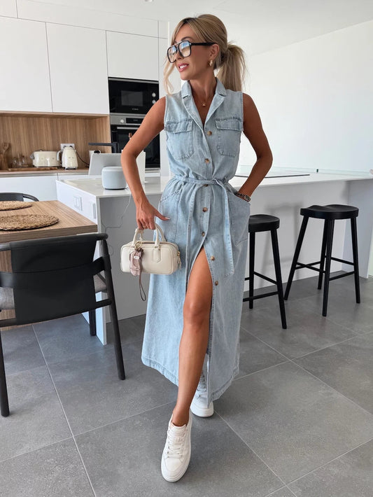 🔥2025 NEW SALES 50% OFF💥Solid Button Pocket Denim Dress