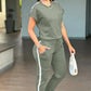 Women's Casual Solid Color Top Drawstring Pants Sports Set