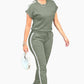 Women's Casual Solid Color Top Drawstring Pants Sports Set