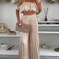 💖LAST DAY SALE 50% OFF💖Women’s Sexy Solid Color Top Wide Leg Pants Two Pieces Set
