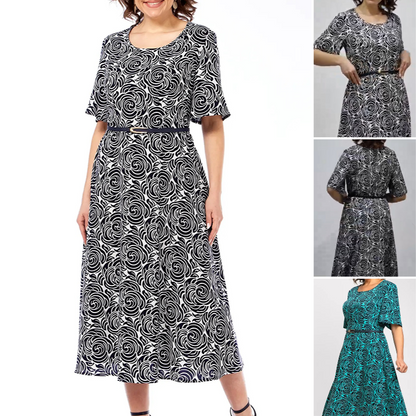🌸LAST DAY PROMOTION - 50%OFF🌸Elegant Printed Maxi Dress with Belt