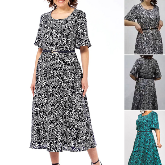🌸LAST DAY PROMOTION - 50%OFF🌸Elegant Printed Maxi Dress with Belt