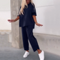 💖LAST DAY SALE 50% OFF💖Women’s Casual Solid Short-Sleeve Tops ＆ Pants Two-Piece Set