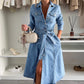 🔥LAST DAY SALE 49% OFF🔥Women's Button Down Long Sleeve Denim Dress