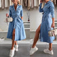 🔥LAST DAY SALE 49% OFF🔥Women's Button Down Long Sleeve Denim Dress