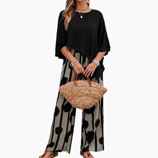 ⏰Last Day Sale 49% Off💃5/8 Sleeves Top & Print Pants Set