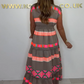 🔥Hot Sale 49% OFF💕Women's Loose V-Neck Vintage Stripe Pattern Sleeveless Dress
