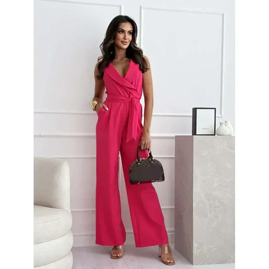 ⏳Time-limited Special⏰Women's Sleeveless V-Neck Solid Jumpsuit