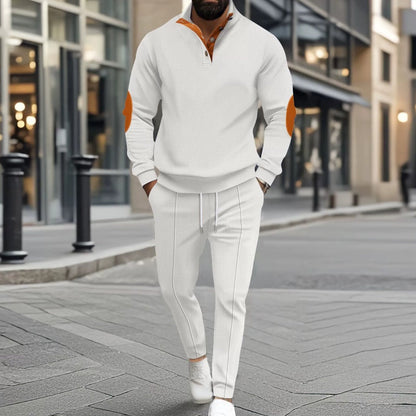 Men's Knit Half-Zip Casual Sweatshirt & Pants Set