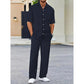 🏖️Summer Hot Sale 50% OFF🌼Men's Collared Top & Drawstring Pants Set