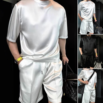 Men's Casual Solid Top & Shorts 2-Piece Set