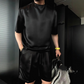 Men's Casual Solid Top & Shorts 2-Piece Set