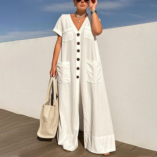 ⏳Time-limited Special⏰Women's Fashion V-Neck Loose Jumpsuit