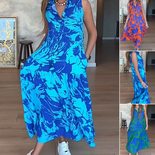 ⏳Time-limited Special⏰Women’s Fashion Print Sleeveless Maxi Dress