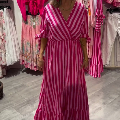 ⏳Time-limited Special⏰Women’s Casual Striped V-Neck Dress