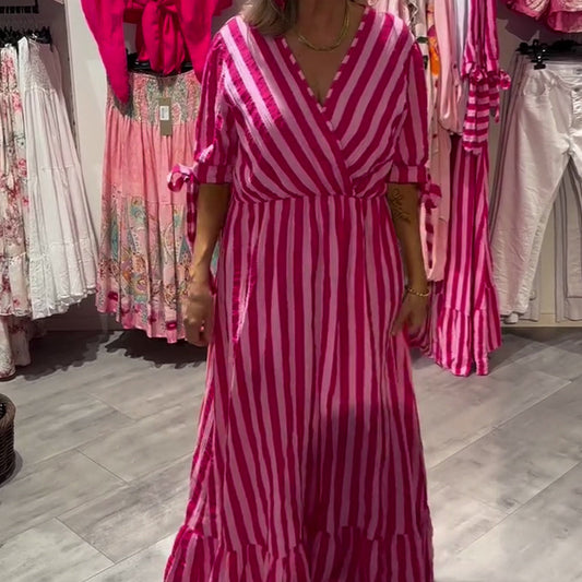 ⏳Time-limited Special⏰Women’s Casual Striped V-Neck Dress