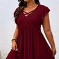 ⏳Time-Limited Special⏰Women's V-Neck Ruffle Trim Dress – Flattering, Soft & Perfect for Any Event 🌸