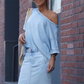 ⏳Time-Limited Special⏰Women's Diagonal Shoulder Top with Split Denim Long Skirt