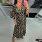 ⏳Time-limited Special⏰V-neck Printed Maxi Dress with 3/4 Sleeves