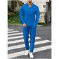 Elegant Men's Two-Piece Set with Collared Top & Drawstring Pants