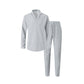 Elegant Men's Two-Piece Set with Collared Top & Drawstring Pants
