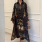 Women’s Printed V-Neck Loose Long-Sleeve Maxi Dress