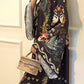 Women’s Printed V-Neck Loose Long-Sleeve Maxi Dress