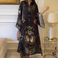 Women’s Printed V-Neck Loose Long-Sleeve Maxi Dress