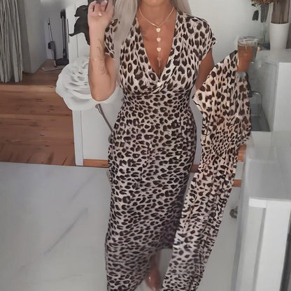 ⏳Time-limited Special⏰Women's V-Neck Leopard Print Dress