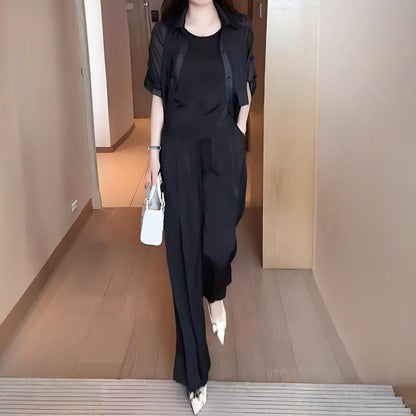 Women's 3-Piece Shirt Jacket, Vest and Pants Set