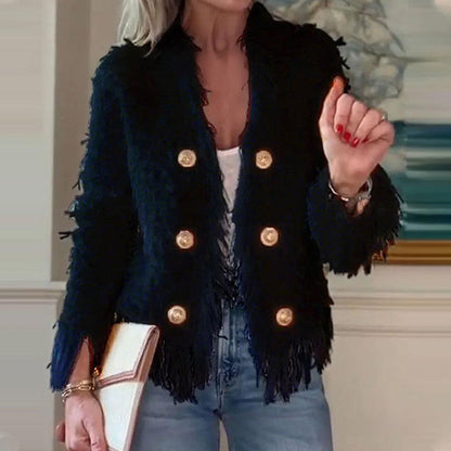 ⏳Time-limited Special⏰Women’s Fashion Button Tassel Short Coat