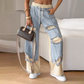 ⏳Time-limited Special⏰Patchwork Denim Elastic Drawstring Wide-Leg Pants