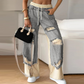 ⏳Time-limited Special⏰Patchwork Denim Elastic Drawstring Wide-Leg Pants