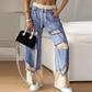 ⏳Time-limited Special⏰Patchwork Denim Elastic Drawstring Wide-Leg Pants