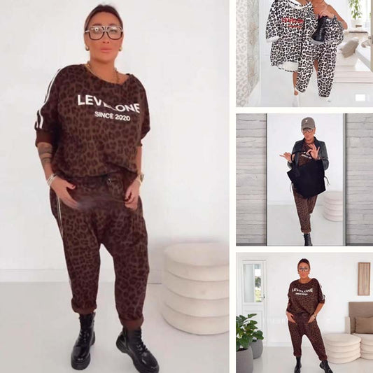 ⏳Time-limited Special⏰Women's Leopard Print Top and Pants Set
