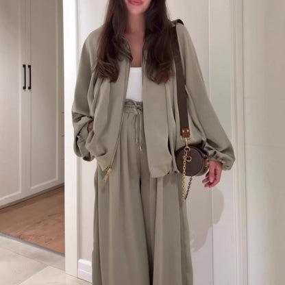 ⏳Time-Limited Special⏰Fit Zip Jacket & Wide-Leg Pants Set✈️Free Shipping