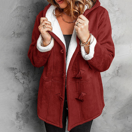 ⏳Time-limited Special⏰Women's Hooded Suede Coat with Plush Lining