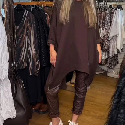 ⏳Time-Limited Special⏰Irregular Loose Top & Solid Color Pants Two-Piece Set